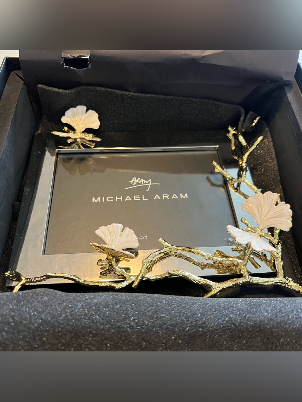 Michael Aram Butterfly Ginkgo Gold 5x7 Picture Frame w/ Box